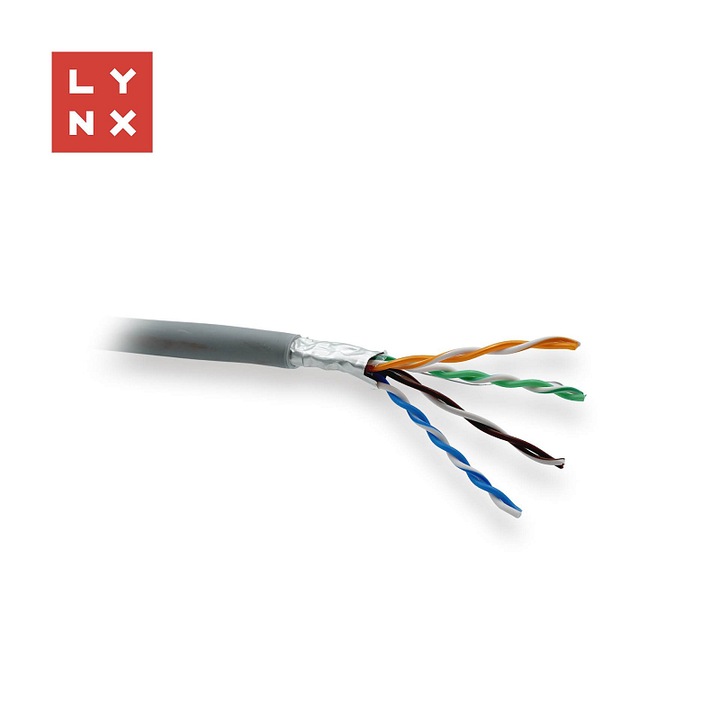 LYNX FTP Cat5e LSZH kábel 0,5mm tömör réz szürke 305m