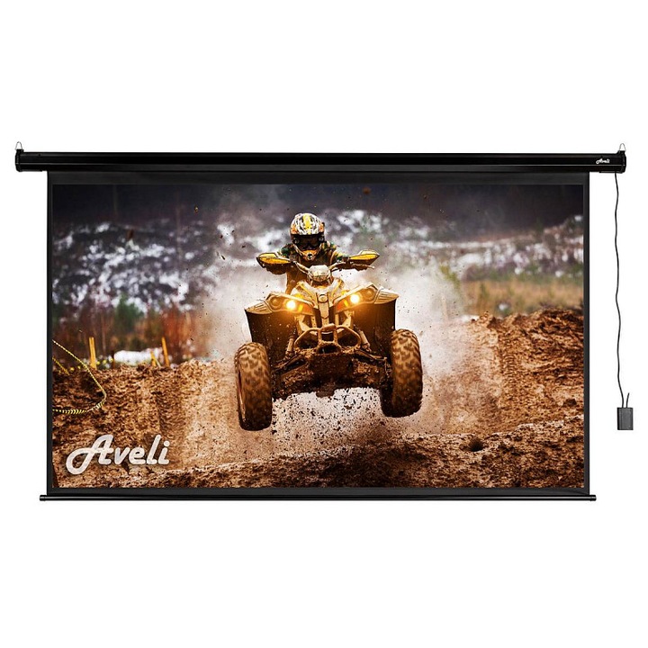 Aveli elektromos vetítővászon 221x125cm 100 inch fekete