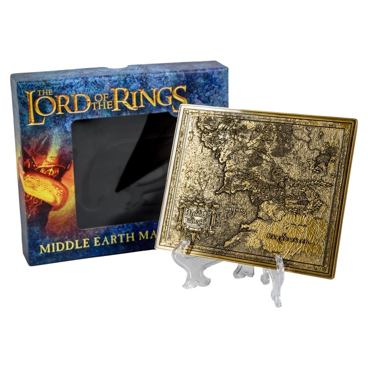 Lord of the Rings Middle Earth Gold Metal Map