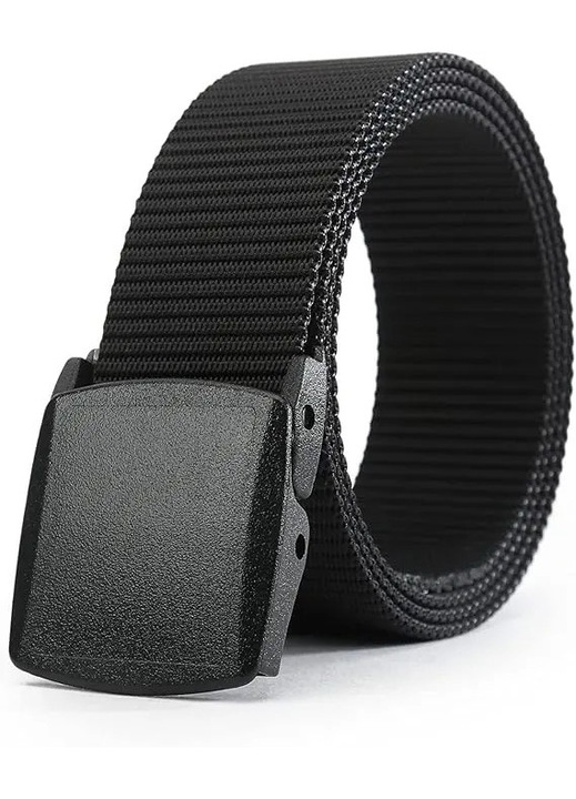 Katonai Taktikai Öv Férfiaknak Nőknek Erős Nylon Öv Gyorscsatos Fémmentes Vászon Csat (Fekete, 125cm)