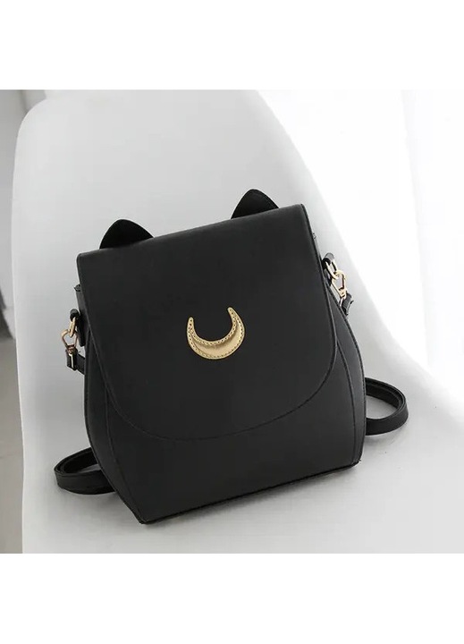 Luna Sailor Moon gyermek válltáska fekete-fehér hold mintával 31x28cm