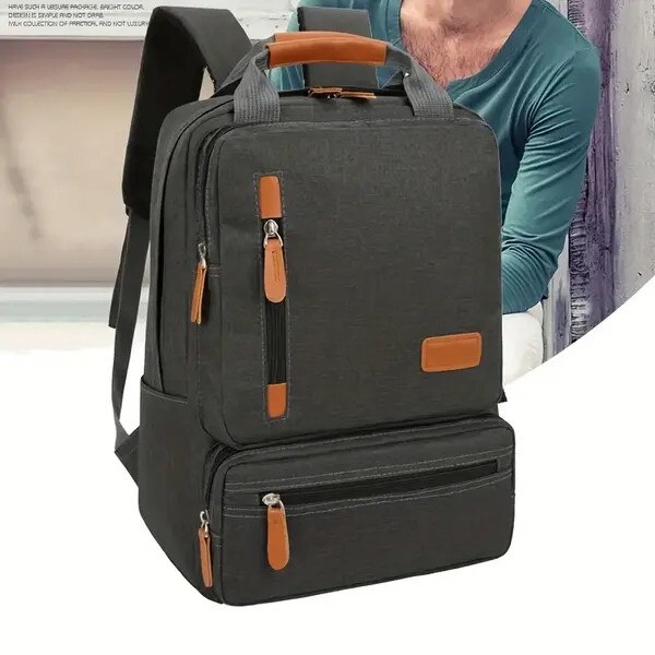 Rucsac laptop, set 3 piese, capacitate mare, impermeabil, poliester, bumbac, negru