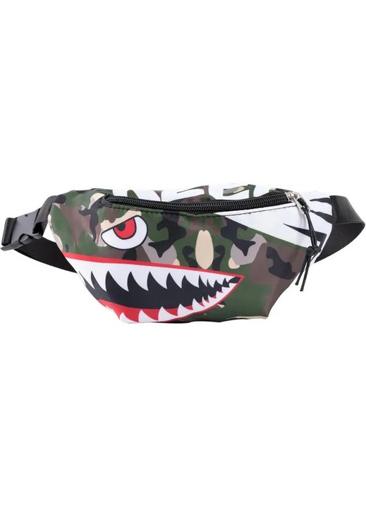 Gyermek deréktáska, cápa terepmintás, nylon, 3-11 év