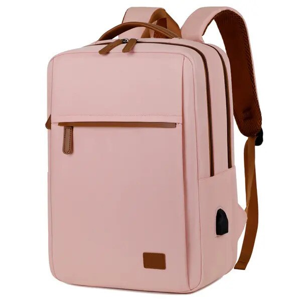 Rucsac laptop rezistent impermeabil roz cu port USB