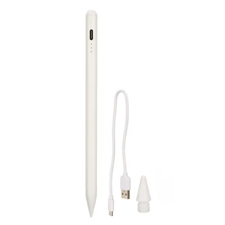 Stylus pentru tableta, alb, tip C, magnetic, sensibil la inclinare, cu indicator LED