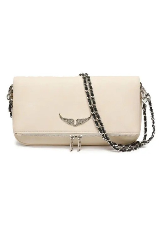 Мека капитонирана кожена дамска чанта, с верижка, тип crossbody, черна