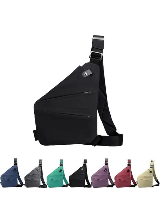 Unisex fekete elasztikus lopásgátló crossbody táska