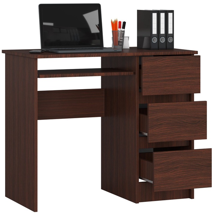 Akord A-6 CLP íróasztal, wenge, fém fiókok, 90x77x50 cm