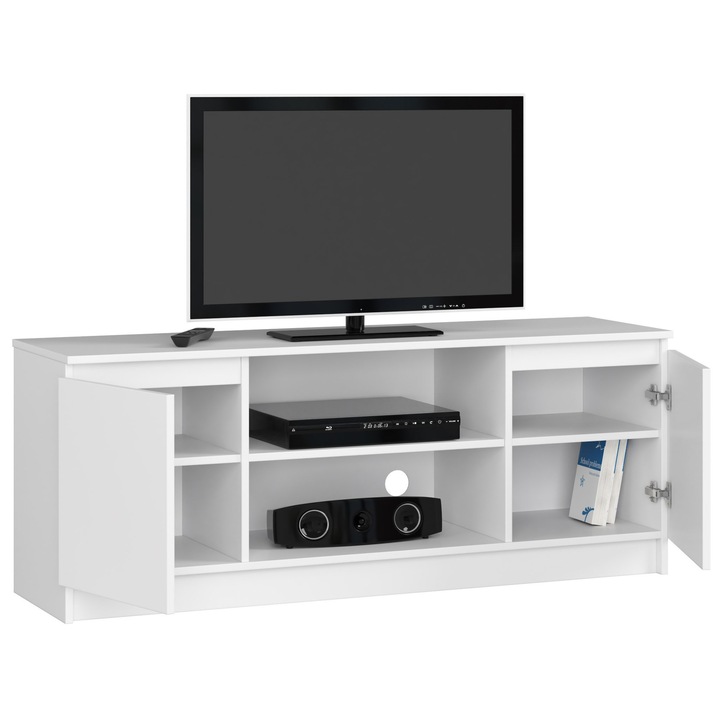 Akord TV szekrény 140x55x40cm fehér 2 ajtós polcos