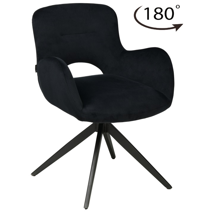 Офис стол ExitoDesign FILO, въртящ се, черна кадифе, 61x61x83см