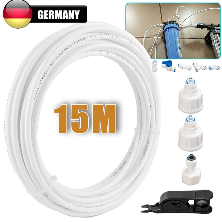Furtun alimentare apa Bedee 15m alb 4x6.3mm flexibil