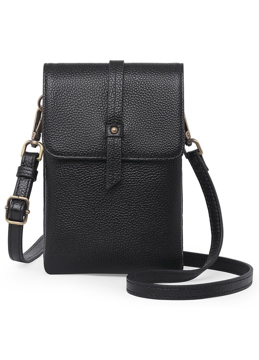 Női crossbody táska, fekete műbőr, 6.7 inch, 5x2x1 rekesz