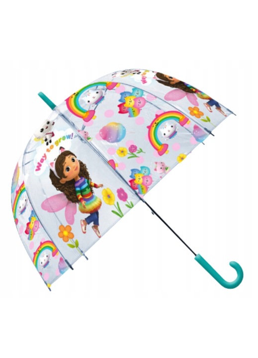 Umbrela copii Kids Euroswan Koci Domek Gabi colorata transparenta 46cm
