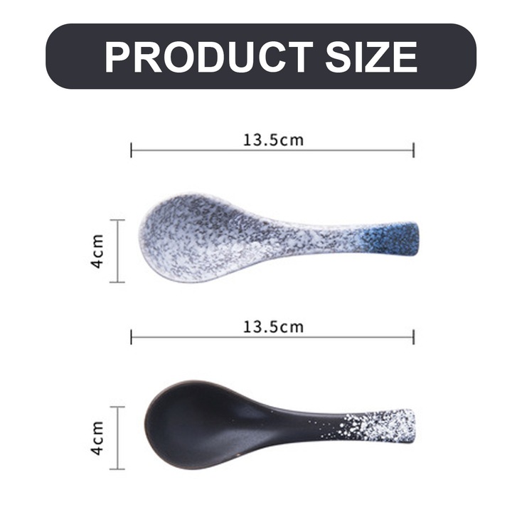 Set 2 linguri ceramice pentru supa, retro, alb, 20x5cm
