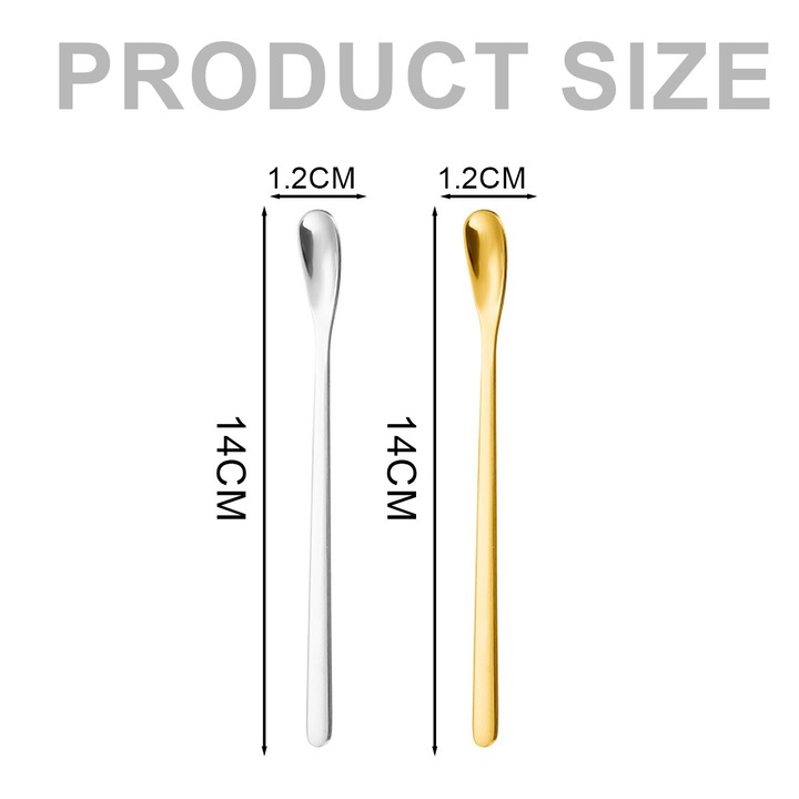 Set 4 lingurite espresso din otel inoxidabil, mici, argintiu, 12cm