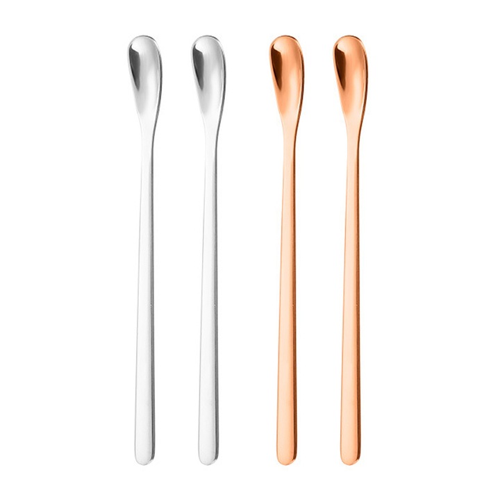 Set 4 lingurite espresso din otel inoxidabil, mici, argintiu, 12cm
