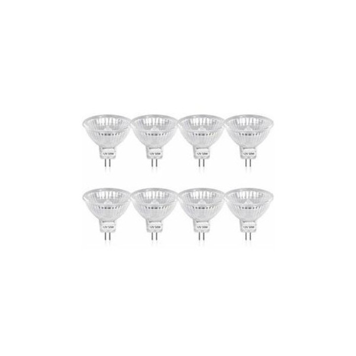 Bec halogén spot GU5.3 MR16, 50W, dimmelhető, meleg fehér, 49x45mm, 8 db-os szett