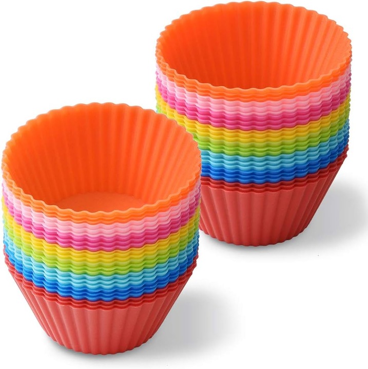 48 db szilikon muffin forma szett, többszínű, 7x3x4.2cm