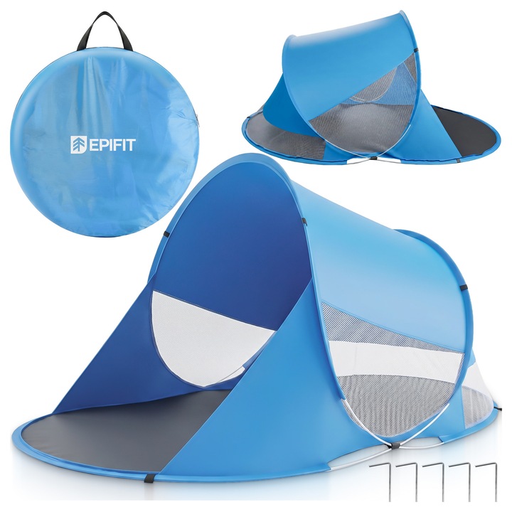 Epifit LAGUNA40 pop-up strandsátor, könnyű, kék, 190x120x90 cm