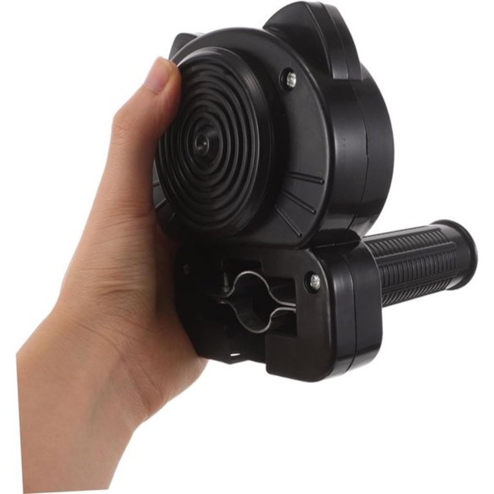 Sonerie bicicleta universala, plastic si cauciuc, sunet motocicleta, negru