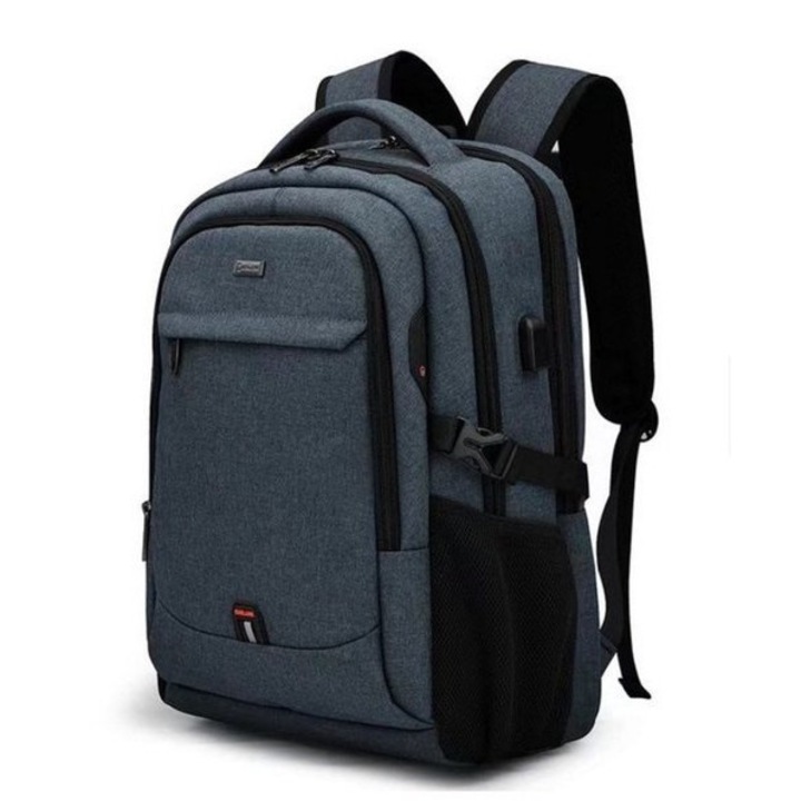 Laptop hátizsák 17 hüvelykes, több rekeszes, USB, fekete, 45x30x15cm