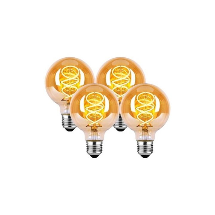 LED Izzó E27 vintage dimmelhető 4W G80 borostyán üveg 2200K 260LM 4 darabos szett