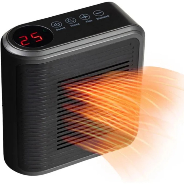 Kisméretű kerámia hősugárzó 800W, állítható termosztát, 12 órás időzítő, fehér