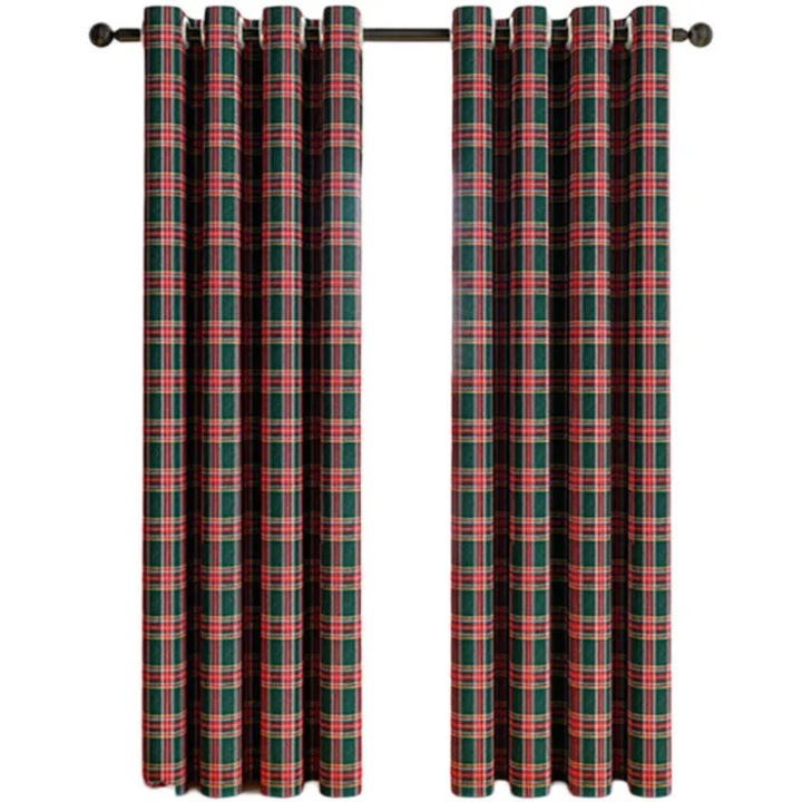 Tartan és csíkos függönyök, ringlis, konyhába vagy nappaliba, fényszűrő, többszínű