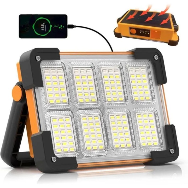 LED projektor 100W hordozható, 4 mód, 5400mAh akkumulátor, fehér