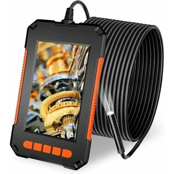 HD endoszkóp kamera, 1080P, 4,3 hüvelykes kijelző, IP67, 8 LED, 5m kábel, 2600mAh