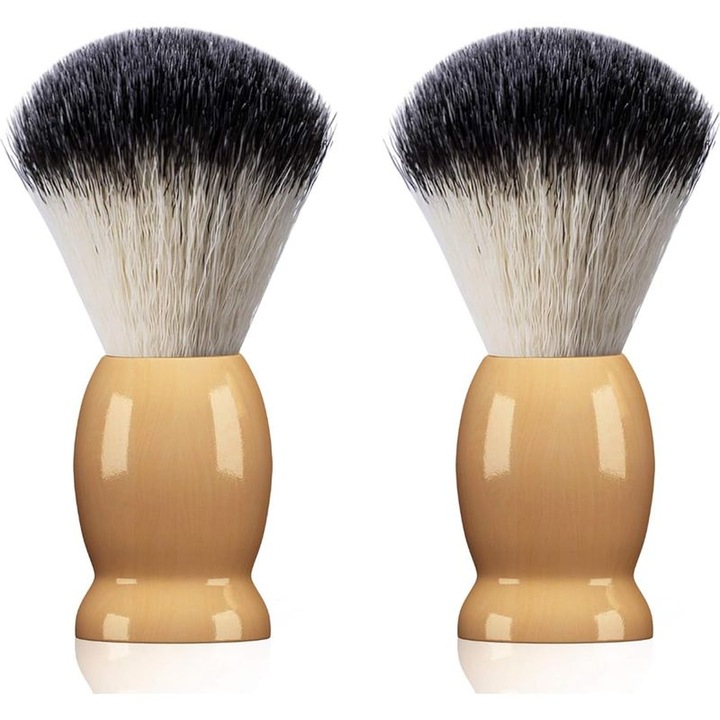 Set 2 pensule barbierit, lemn dur, 10.5x3.5cm, maro