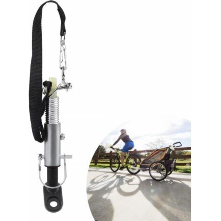 Adaptor universal pentru remorca bicicleta, otel negru, 11mm, cu dubla protectie