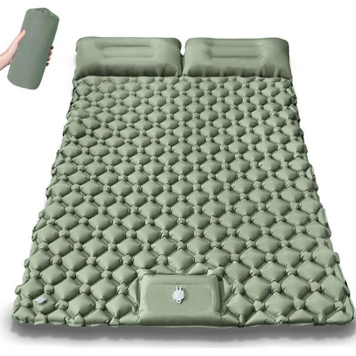 Kemping matrac 2 személyes 190x125x5cm vízálló párnával és lábpumpával