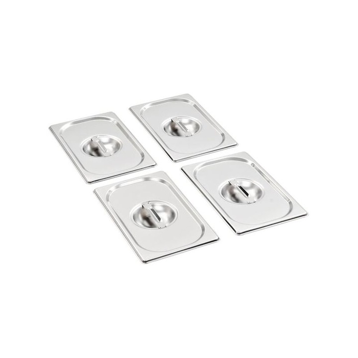 4 db rozsdamentes acél GN 1/4 fedő, ezüst, 26.5x16.2cm
