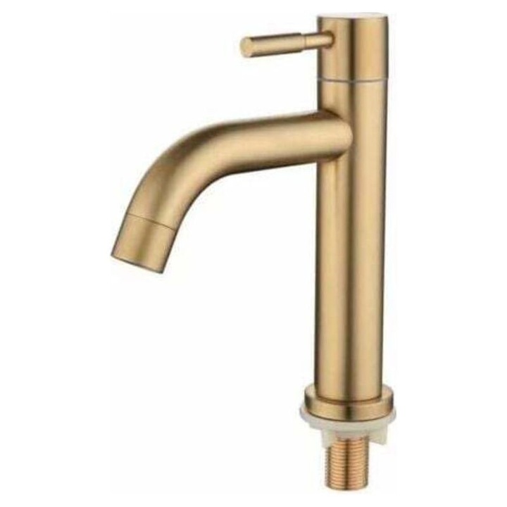 Robinet apa rece inox periat, ceramic, rezistent coroziune, montaj chiuveta, dimensiuni standard