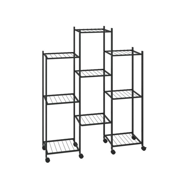 Suport plante colt, fier negru, mobil, 83x25x103.5 cm