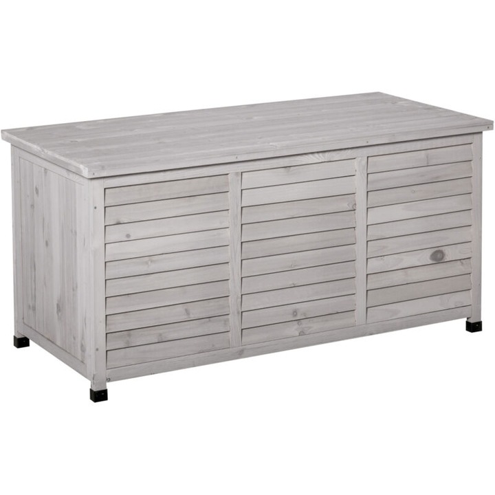 Lada depozitare gradina din brad, rezistenta la apa, gri, 127x56x60cm, multifunctionala