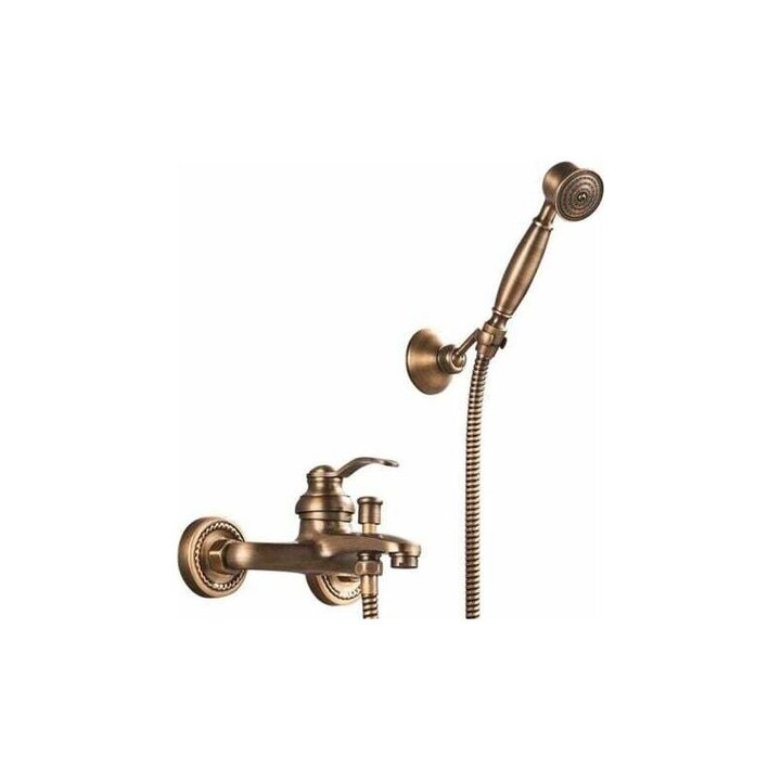 Baterie baie retro, bronz antic, 64x13.5-16.5cm, set cu dus maner si bara glisanta