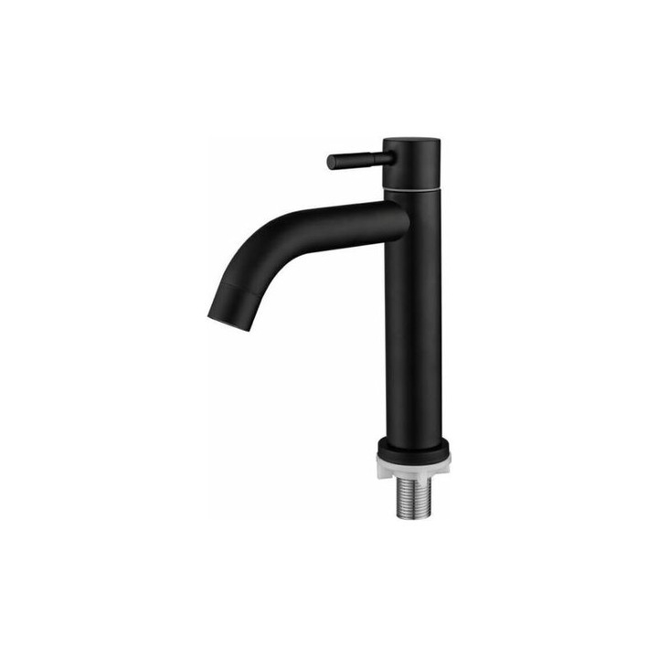 Baterie chiuveta baie inox, design retro, negru mat