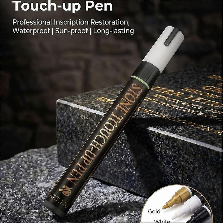 Marker pentru pietre funerare, negru, 14.2x1.5x1.5cm, 3ml, rezistent apa si UV