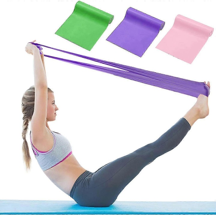 Set 3 benzi elastice fitness multicolor 1500x150x0.35mm 20-25lbs