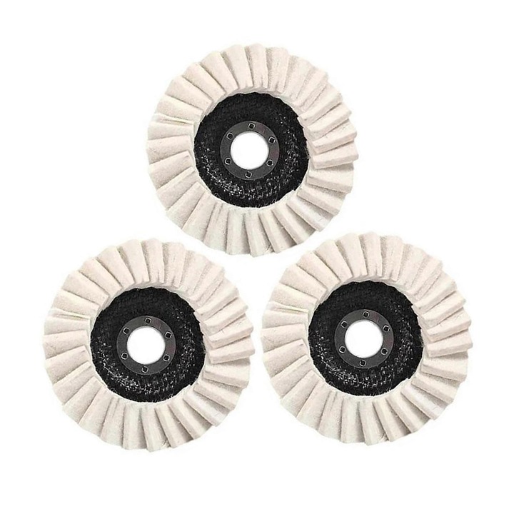Disc de lustruit din lana, 125mm, set 3 buc, multicolor
