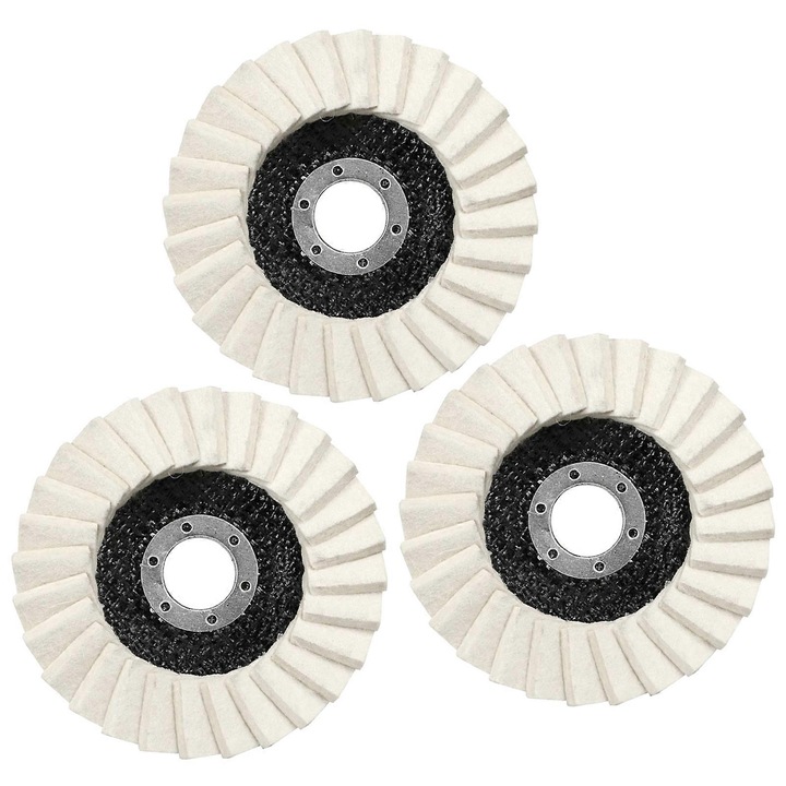 Disc de lustruit din lana, 125mm, set 3 buc, multicolor