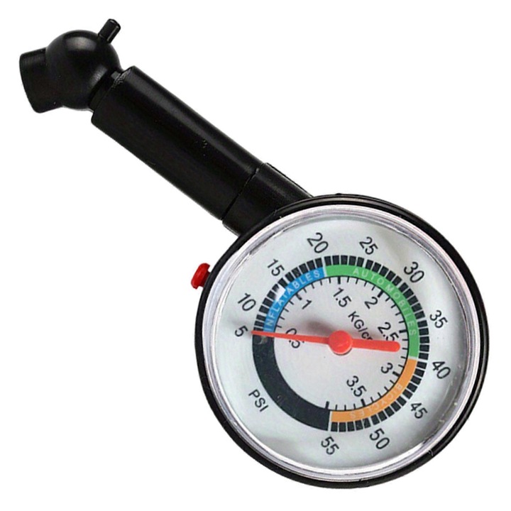 Hordozható gumiabroncsnyomásmérő, nagy pontosságú, fekete, 5-55 PSI