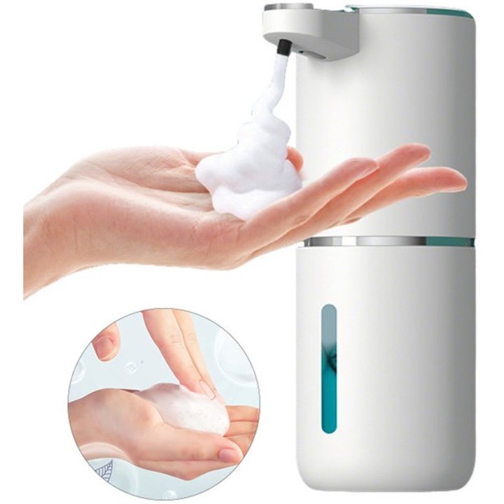 Automata habszappan adagoló, 380ml, fehér, IPX5, állítható, asztali/fali rögzítés