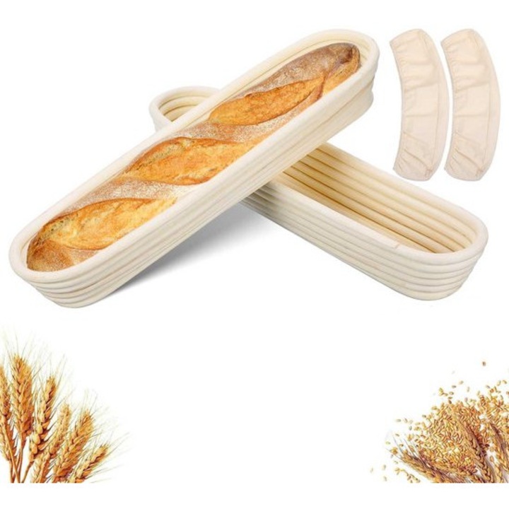 Set 2 cosuri dospire baghete, 43x9x5.5cm, bej, natural