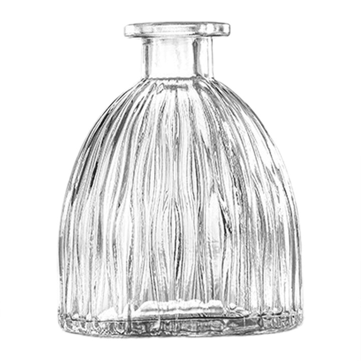 Vintage átlátszó üvegváza, dombormintás, 20x10cm