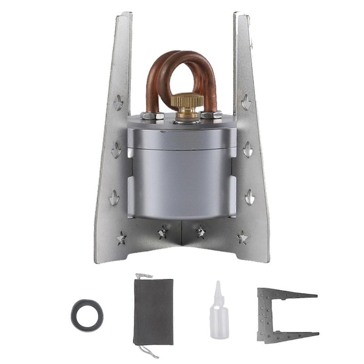 Arzator camping mini portabil, aliaj magneziu-aluminiu, argintiu, 7.1x6x4cm