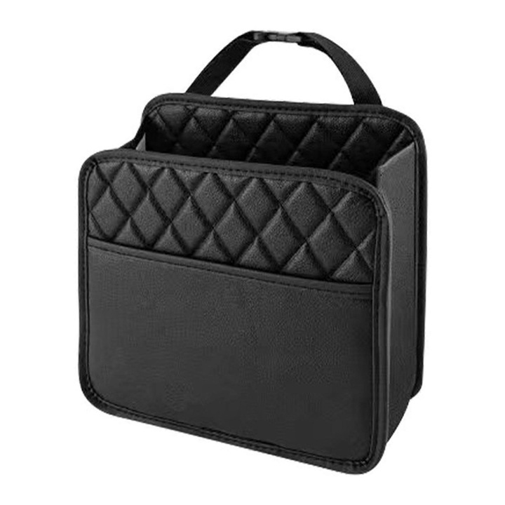 Мултифункционален органайзер за кола от черна кожа 30x20x10см
