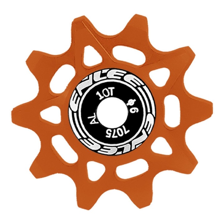 Roti ghidaj schimbator bicicleta, ceramica, 10T, portocaliu, 49x8mm